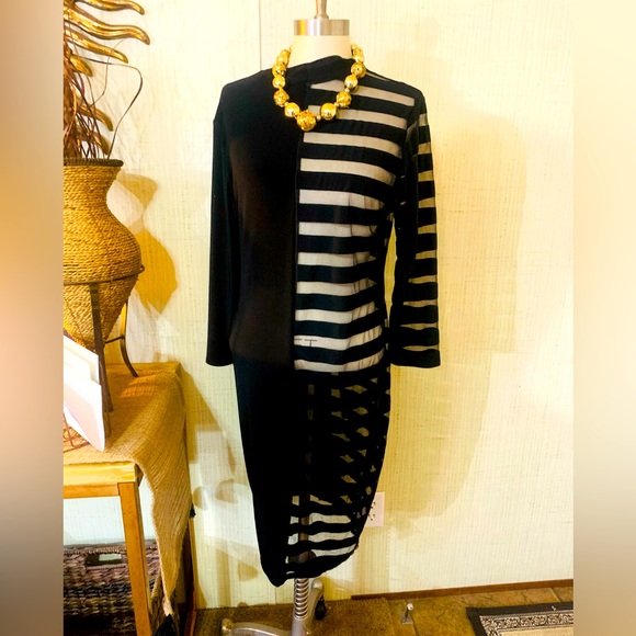 Black Stripe Bodycon Dress - Picture 1 of 4